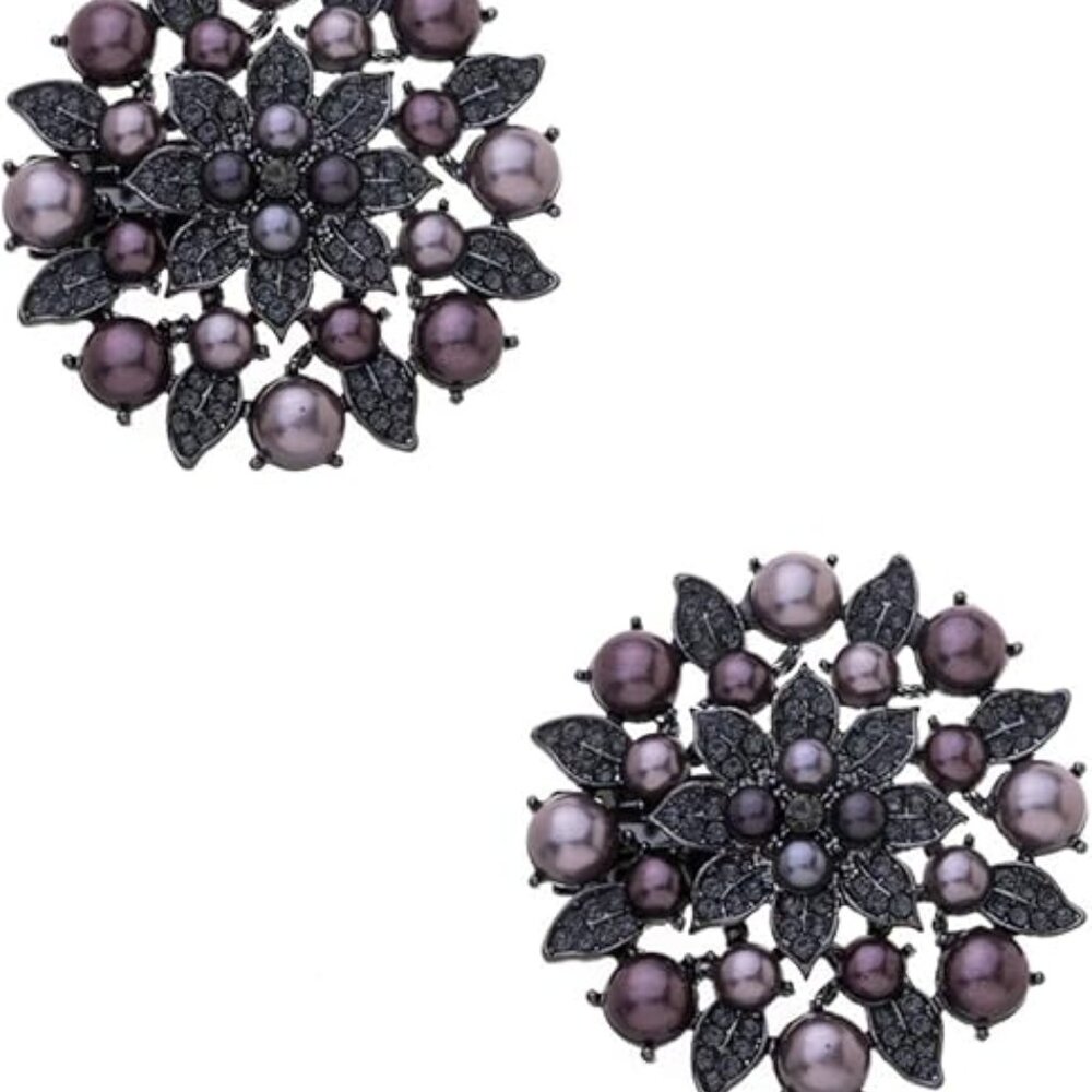 Elegant Faux Pearl and Rhinestone Shoe Clips